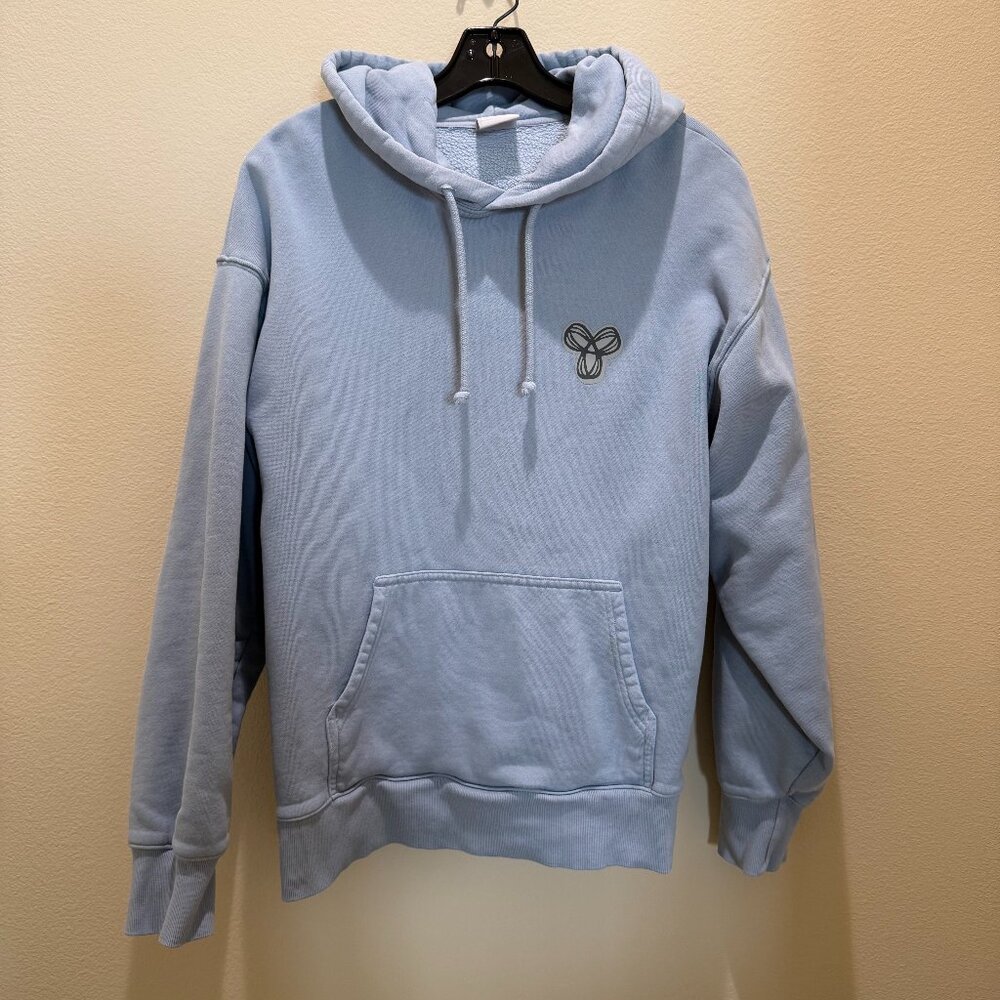 Aritzia TNA Cozy Fleece Dusty Blue Graphic Hoodie Size M